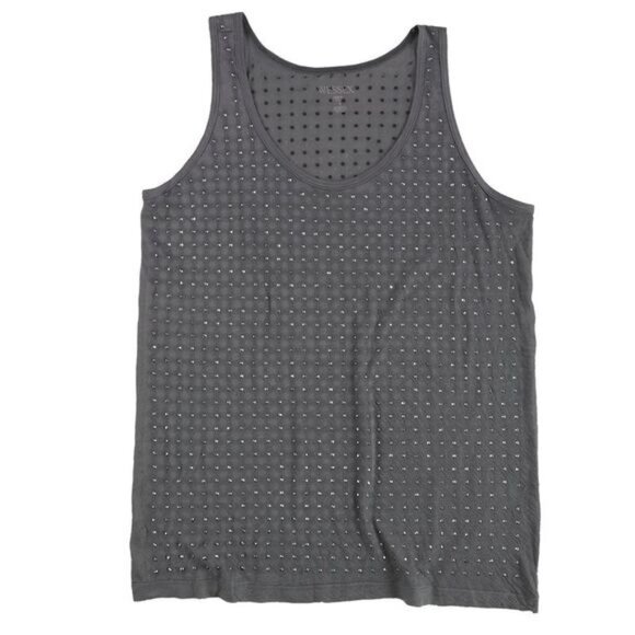 WESSEX Women's S Beaded Sparkle Tank Top Gray Going Out Top Casual Summer Glam - Picture 1 of 6
